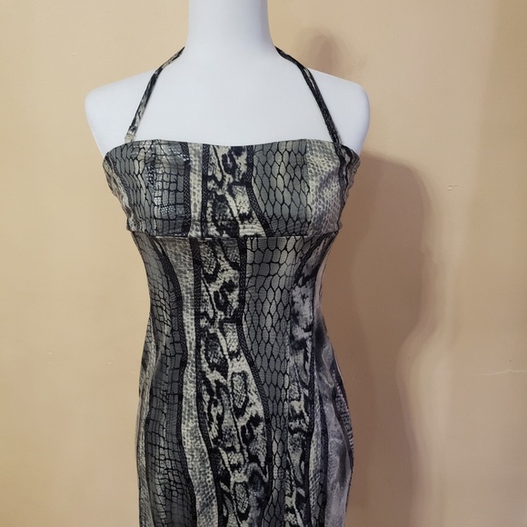 Snake Print Convertible Halter/Tube Top Dress - Picture 5 of 7